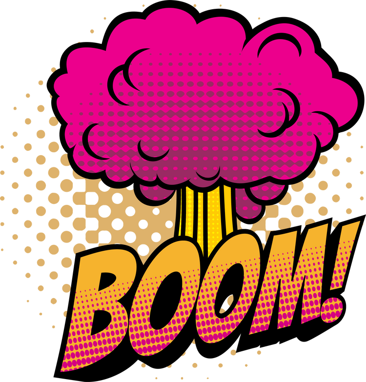 Boom cloud, cartoon comic book sound blast