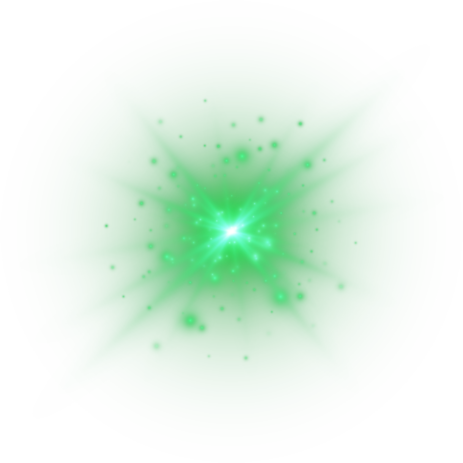 Green Lens Flare with Sparkles